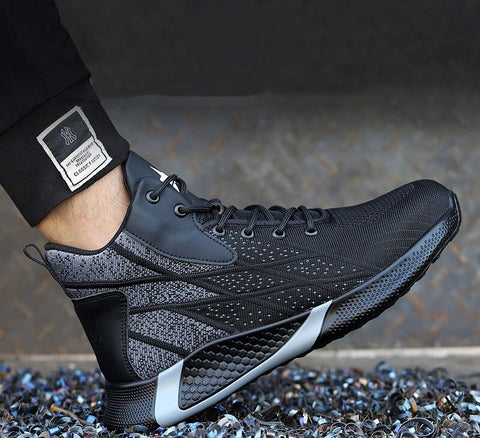 Ultra-Comfortable Black High-Top Safety Shoes - Men and Women