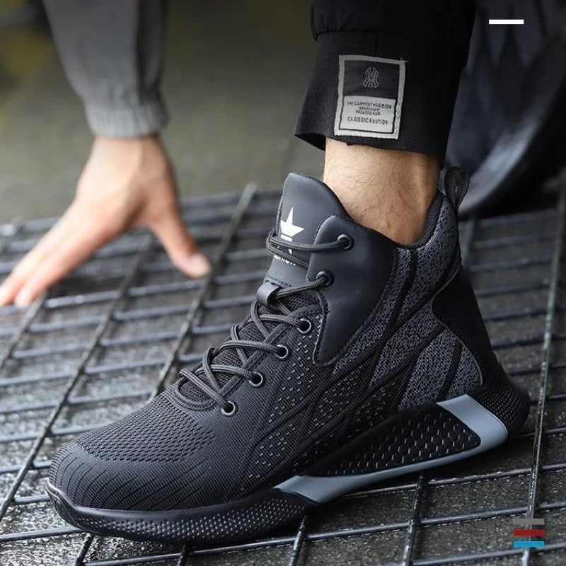 Ultra-Comfortable Black High-Top Safety Shoes - Men and Women