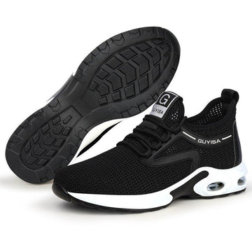 Lightweight White Safety Shoes/Sneakers with Air Bubbles - Men and Women - Ultra-Flexible with Toe Cap