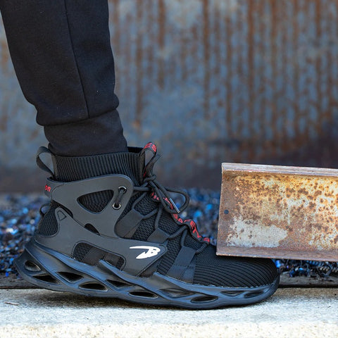 Durable and Comfortable Black High-Top Safety Shoes