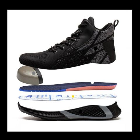 Ultra-Comfortable Black High-Top Safety Shoes - Men and Women
