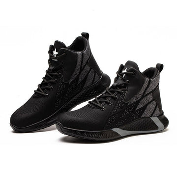 Ultra-Comfortable Black High-Top Safety Shoes - Men and Women