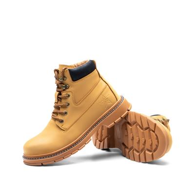 Durable Beige Leather Safety Boots