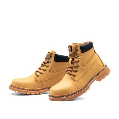 Durable Beige Leather Safety Boots