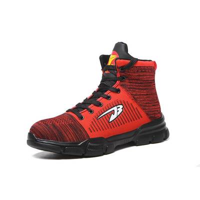 Comfortable and Indestructible Red High-Top Safety Shoes