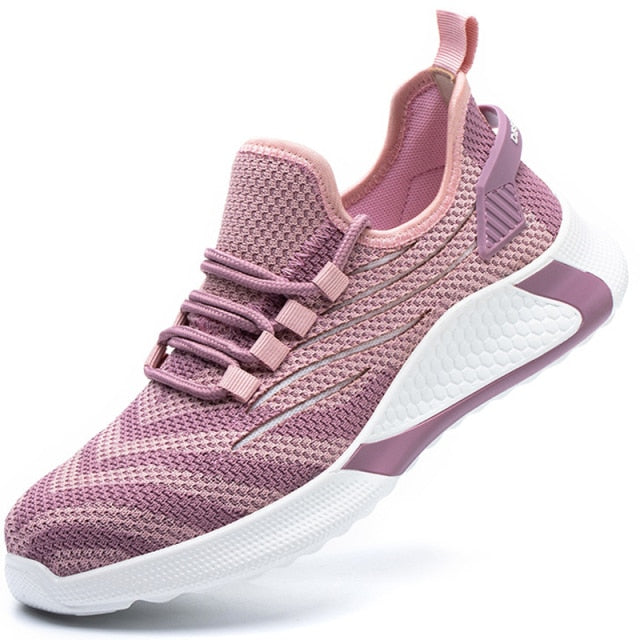 Women's Safety Sneakers - Ultra-Lightweight and Comfortable Pink with Toe Cap