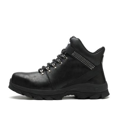 Black Leather High-Top Safety Shoes