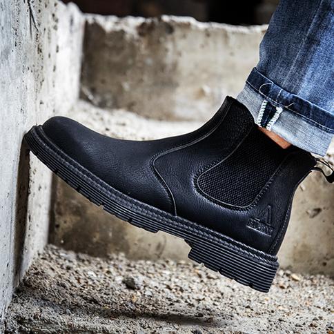 Black Leather Safety Boots - Comfort
