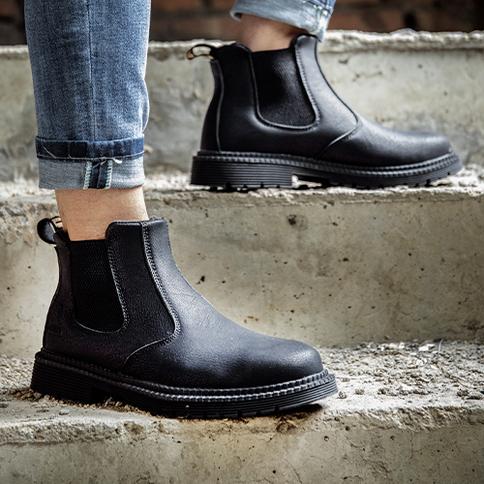 Black Leather Safety Boots - Comfort