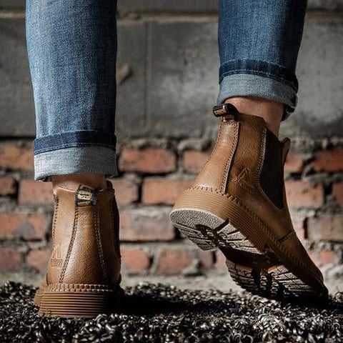 Beige Leather Safety Boots - Comfort