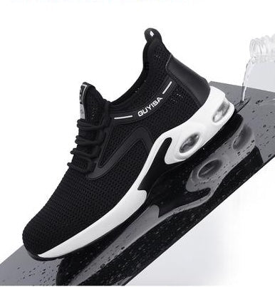 Lightweight White Safety Shoes/Sneakers with Air Bubbles - Men and Women - Ultra-Flexible with Toe Cap