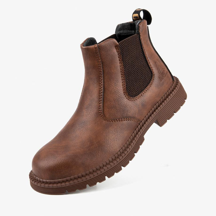 Brown Leather Safety Boots - Comfort