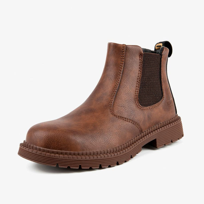 Brown Leather Safety Boots - Comfort