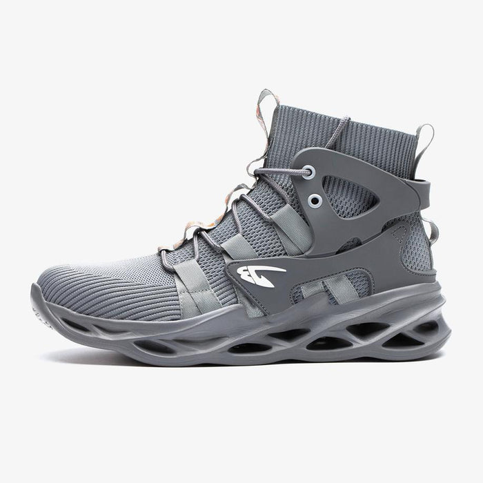 Durable and Comfortable Grey High-Top Safety Shoes