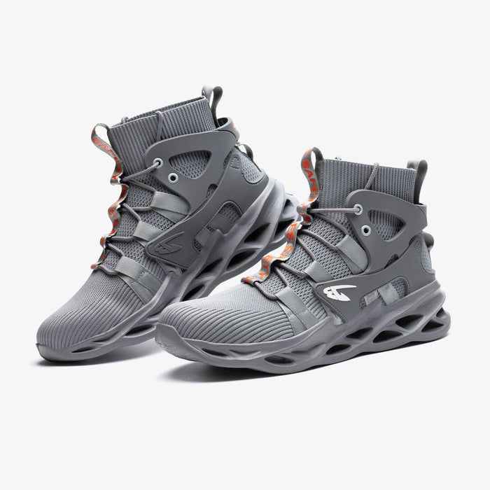 Durable and Comfortable Grey High-Top Safety Shoes