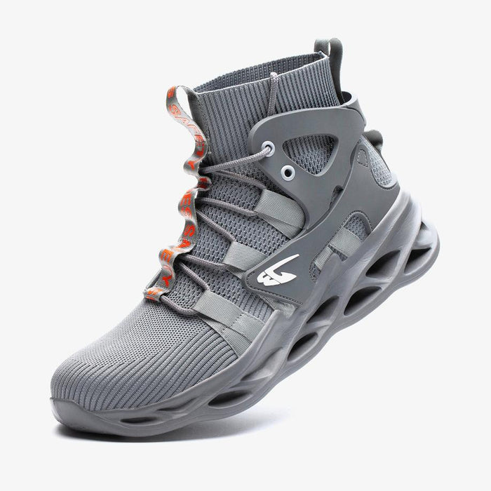 Durable and Comfortable Grey High-Top Safety Shoes