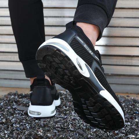 Lightweight White Safety Shoes/Sneakers with Air Bubbles - Men and Women - Ultra-Flexible with Toe Cap