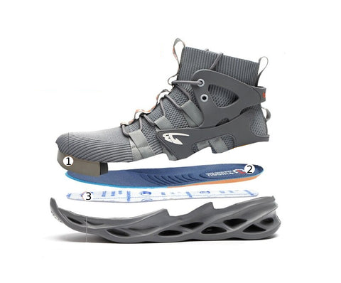 Durable and Comfortable Grey High-Top Safety Shoes