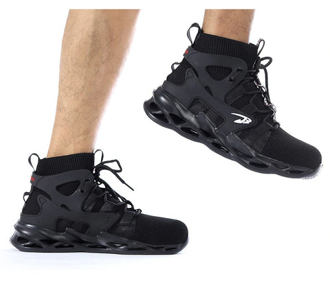 Durable and Comfortable Black High-Top Safety Shoes