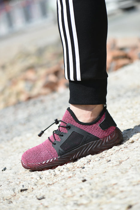 Women's Slip-On Flexible and Comfortable Safety Sneakers in Pink