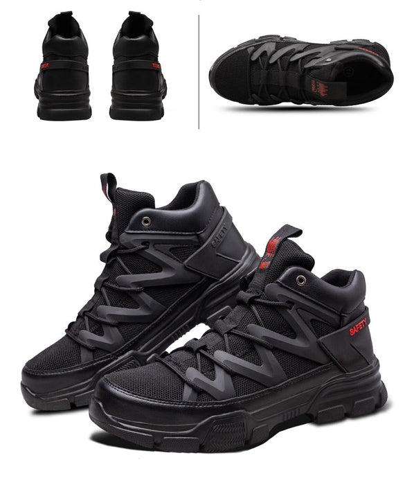 Black Reinforced Safety Sneakers/Boots - Men and Women - Durable, Comfortable, and Lightweight