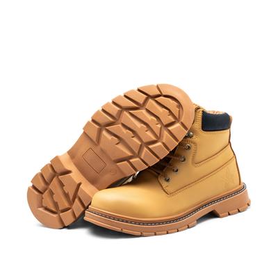 Durable Beige Leather Safety Boots