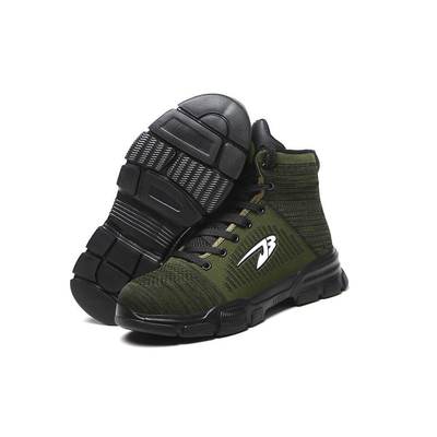 Comfortable and Indestructible Green High-Top Safety Shoes