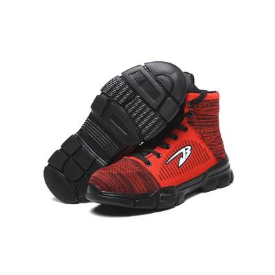 Comfortable and Indestructible Red High-Top Safety Shoes