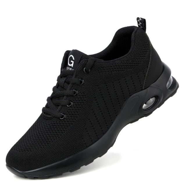 Lightweight Black Safety Shoes/Sneakers - Men and Women - Ultra-Flexible with Toe Cap