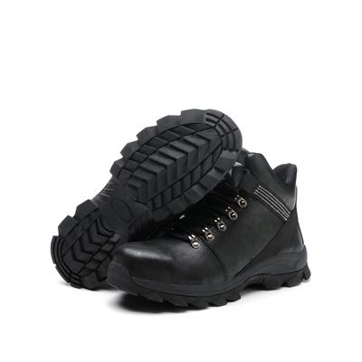 Black Leather High-Top Safety Shoes