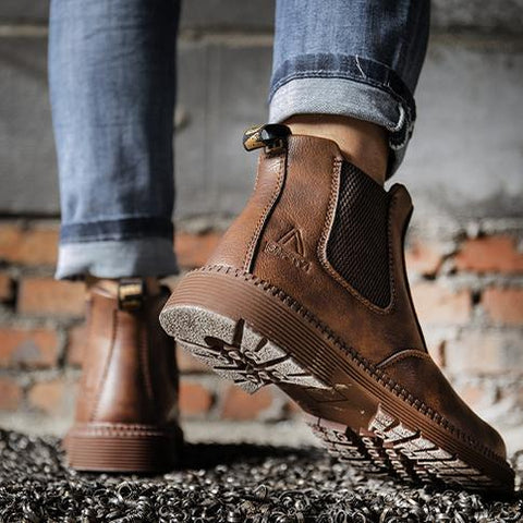 Brown Leather Safety Boots - Comfort