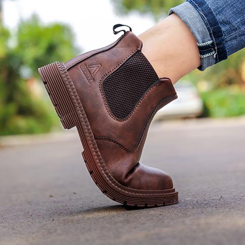 Brown Leather Safety Boots - Comfort