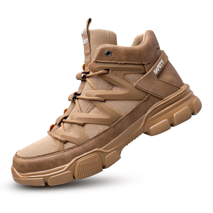 Beige Reinforced Safety Sneakers/Boots - Men and Women - Durable, Comfortable, and Lightweight